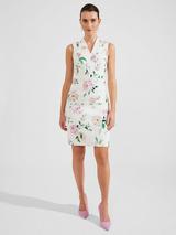 Hobbs Fiona Placement Floral Print Shift Dress Ivory Multi