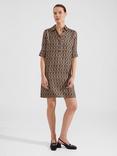 Hobbs Marciella Geometric Print Mini Dress, Black/Camel