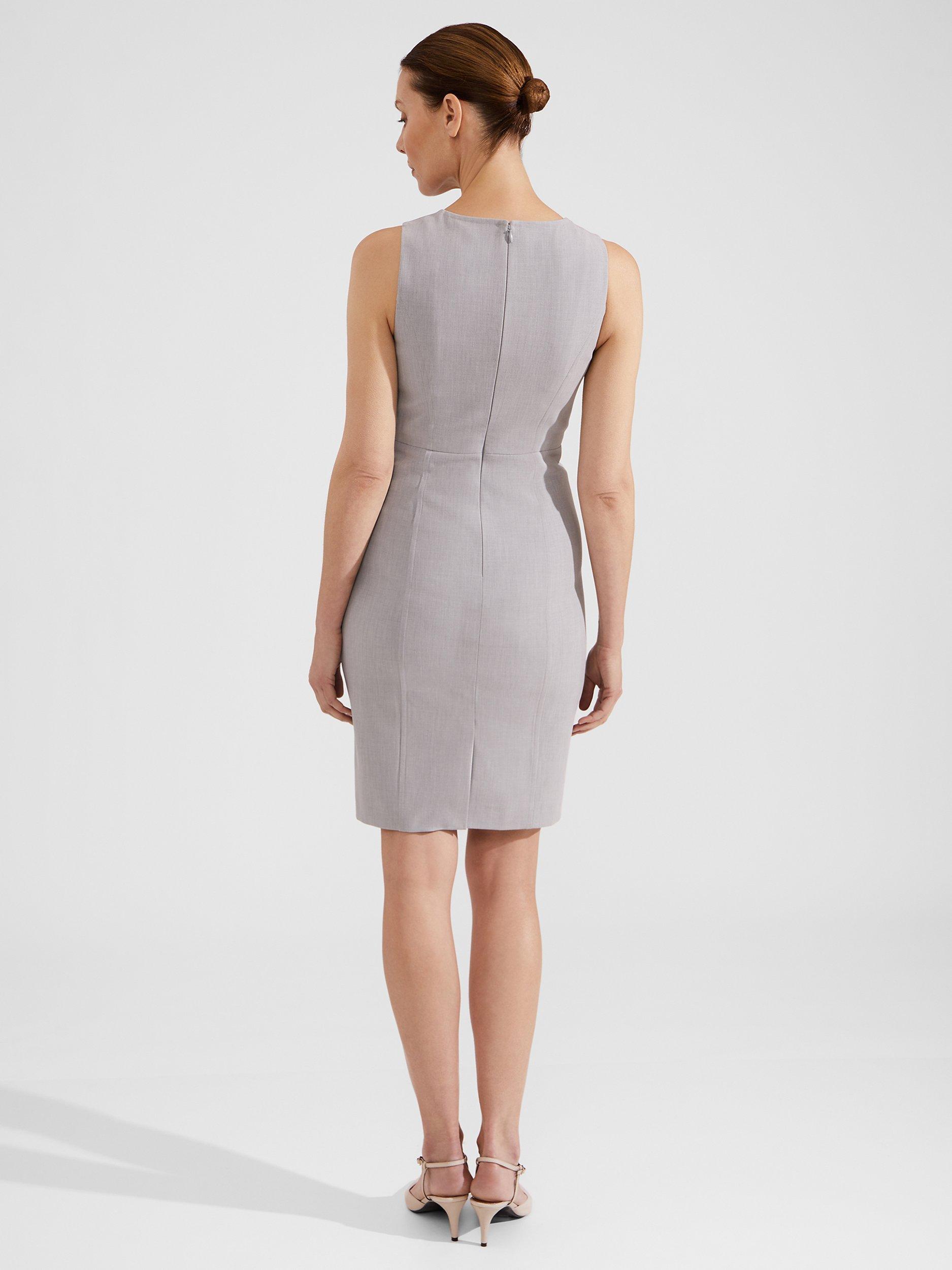 Hobbs Lauren Sleeveless Sheath Dress, Pale Grey, 12