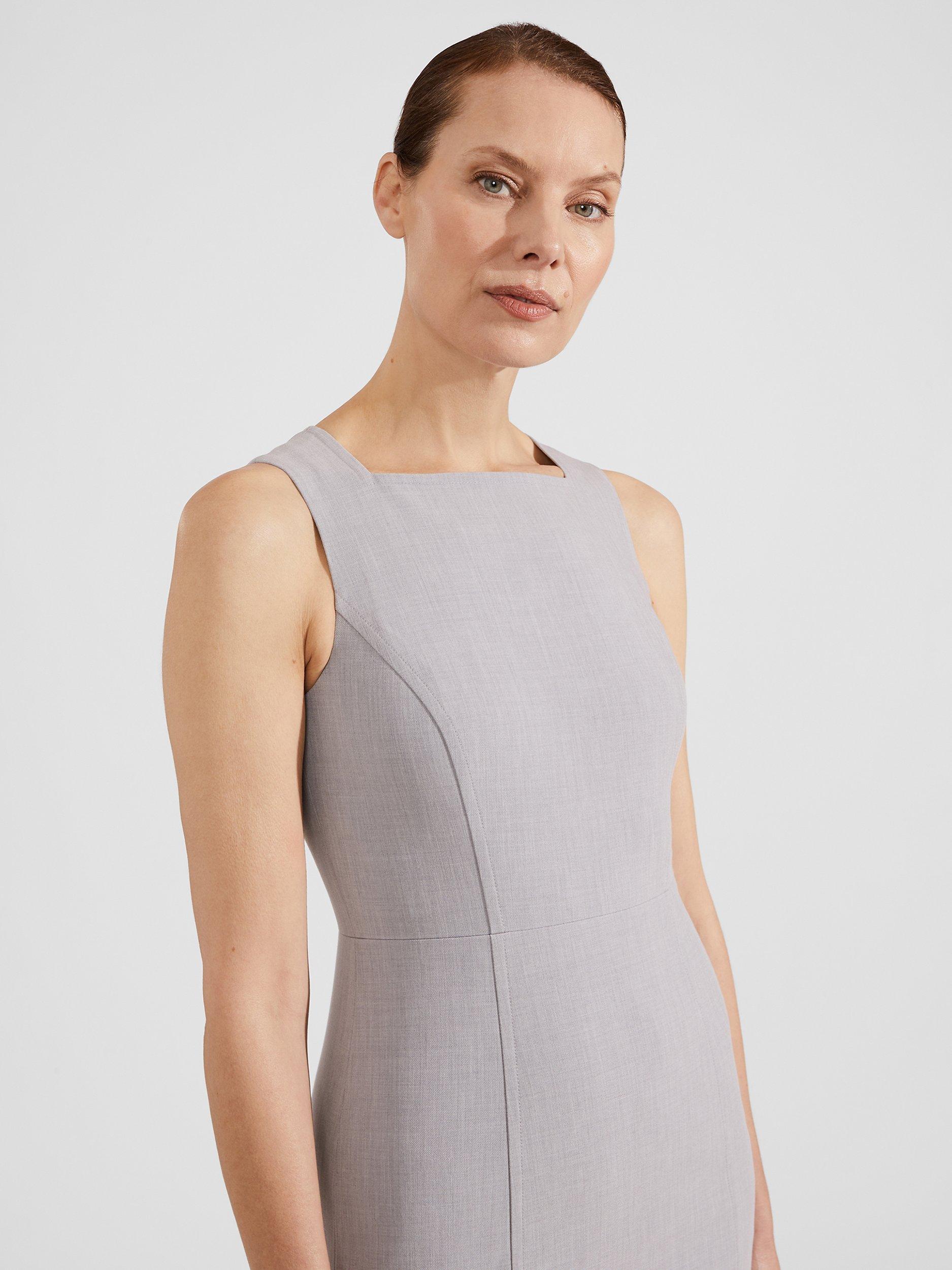 Hobbs Lauren Sleeveless Sheath Dress, Pale Grey, 12