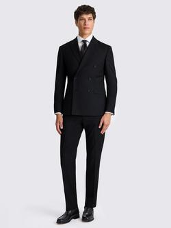 Moss Slim Fit Double Breasted Stretch Jacket - view 2, Black