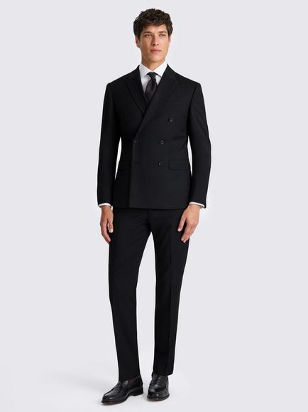 Moss Slim Fit Double Breasted Stretch Suit Jacket - view 2, Black