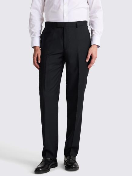 Moss Regular Fit Wool Twill Suit Trousers, Black