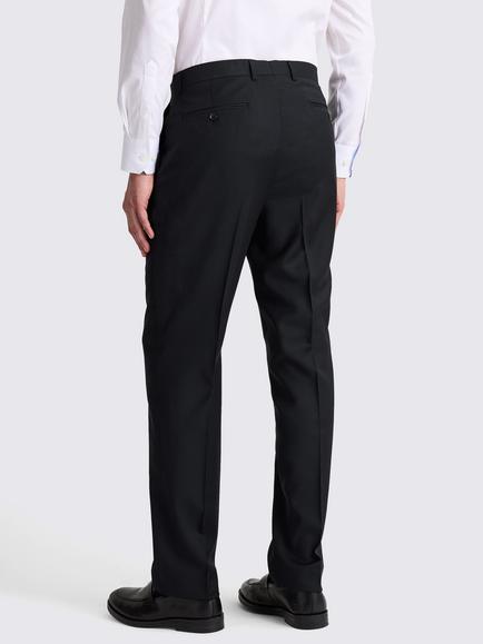 Moss Regular Fit Wool Twill Suit Trousers - view 2, Black