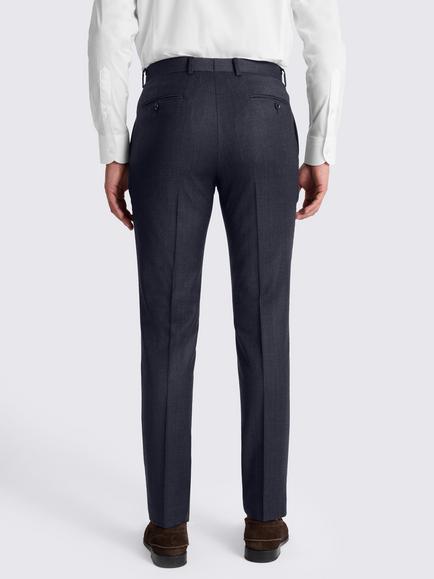 Moss Tailored Fit Wool Blend Check Performance Suit Trousers - view 2, Navy