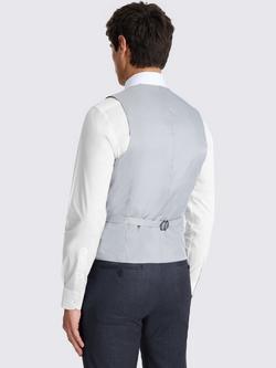 Moss Tailored Fit Wool Blend Check Performance Waistcoat, Navy - view 2, Navy