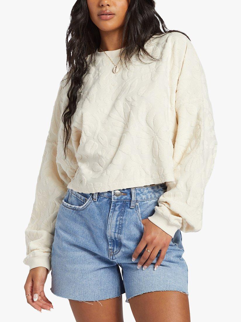 Billabong Loose Towelling Jacquard Sweatshirt, Whitecap