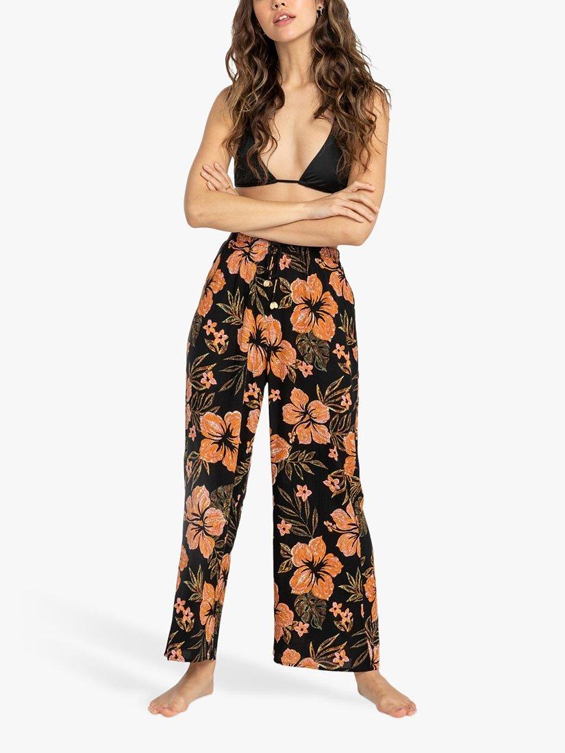 Billabong Sprint Floral Print Beach Trousers, Black Sands