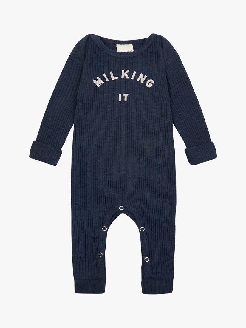 Claude & Co Baby Organic Cotton Milking It Onesie, Navy, 0-3 months