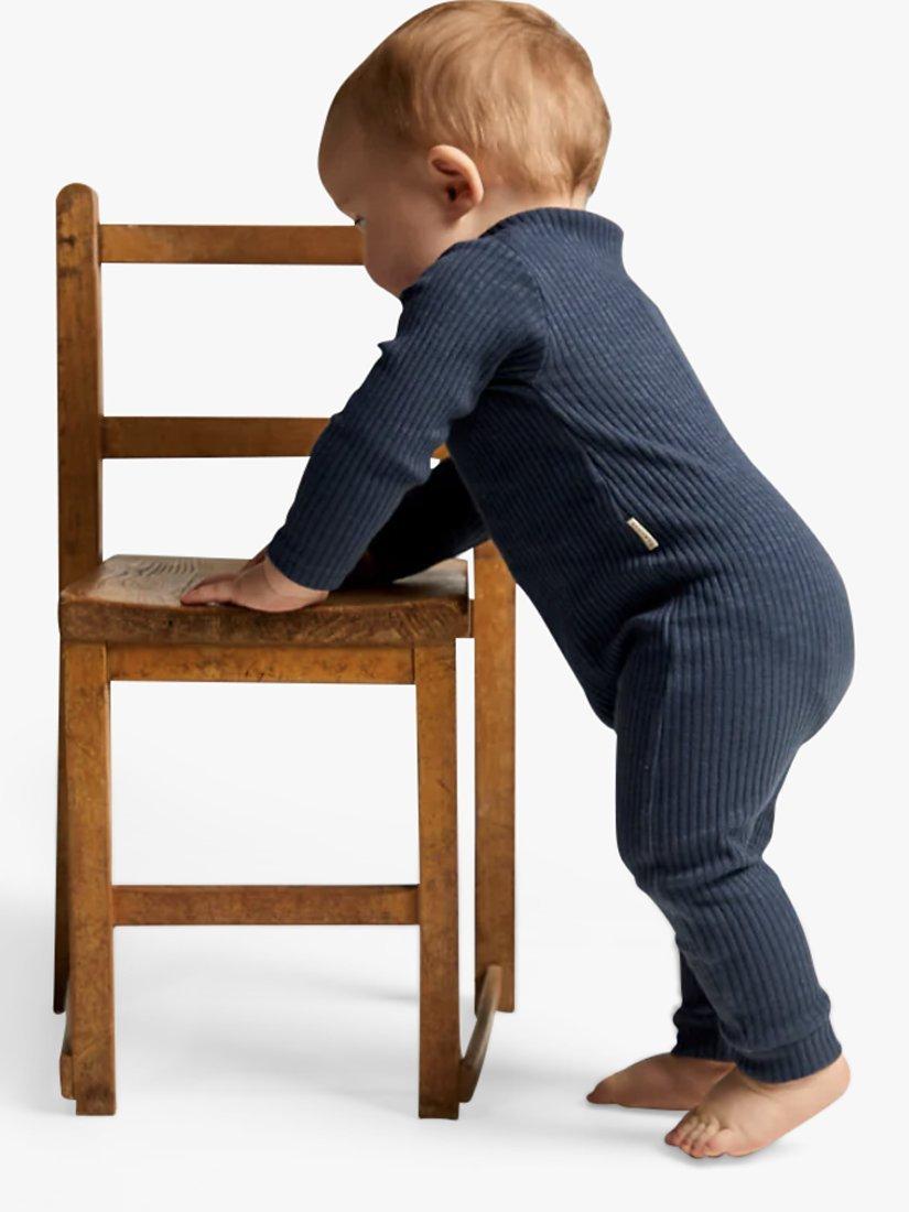 Product image 1 of 4, which shows Claude & Co Baby Organic Cotton Milking It Onesie, Navy, 0-3 months