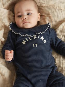 Claude & Co Baby Organic Cotton Milking It Onesie - view 2, Navy