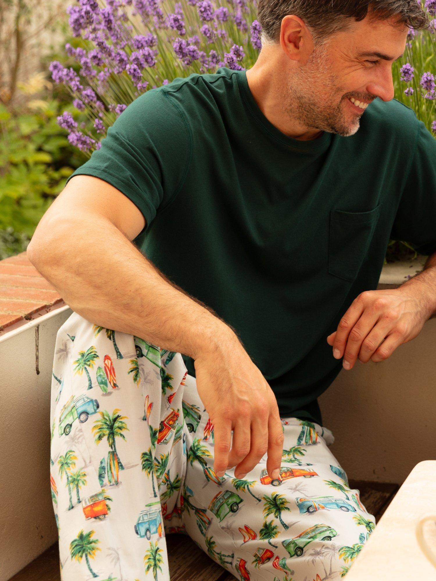 Product image 1 of 4, which shows Cyberjammies Bodhi Campervan Print Pyjama Bottoms, Grey/Multi, S