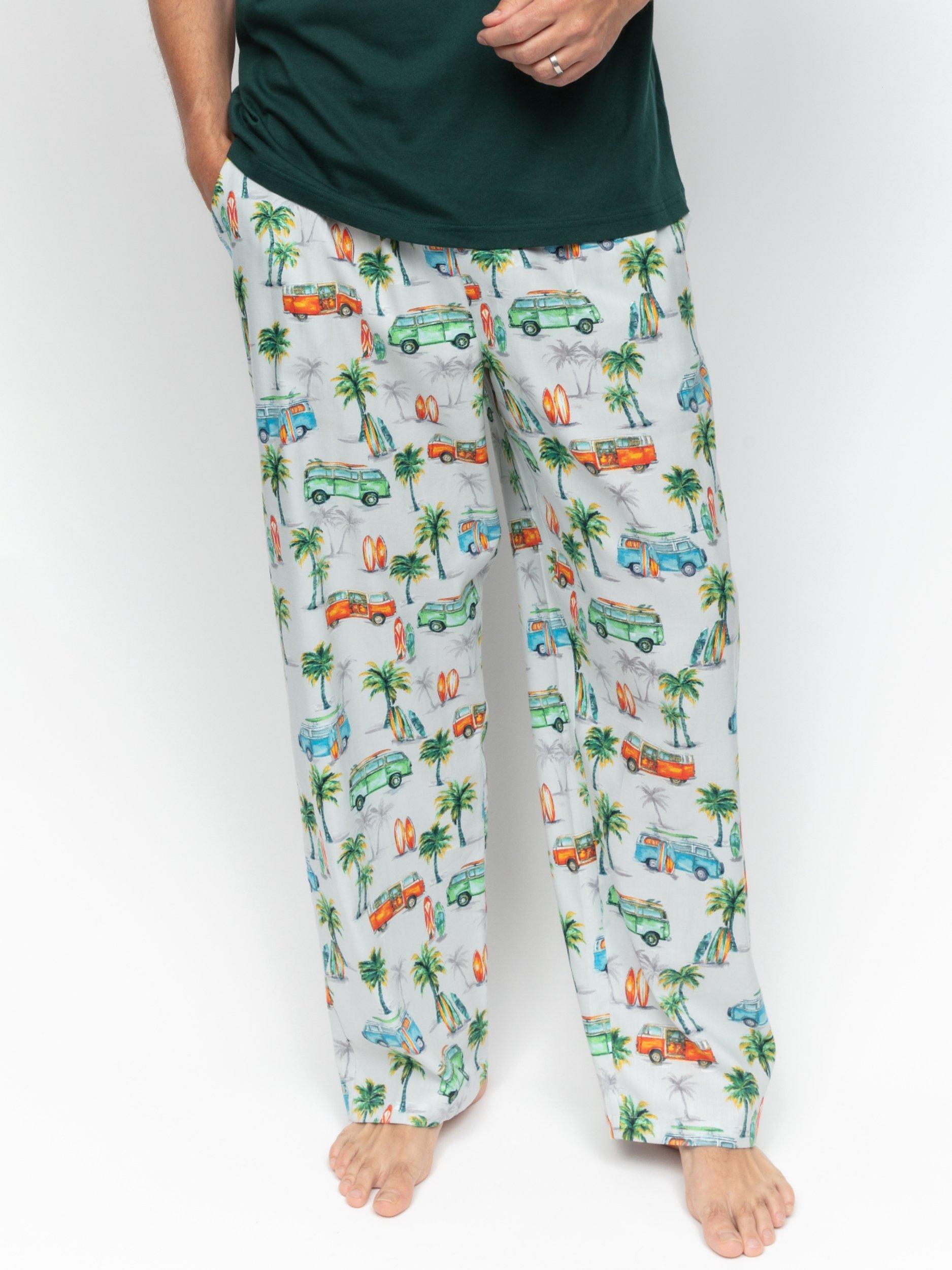Product image 2 of 4, which shows Cyberjammies Bodhi Campervan Print Pyjama Bottoms, Grey/Multi, S