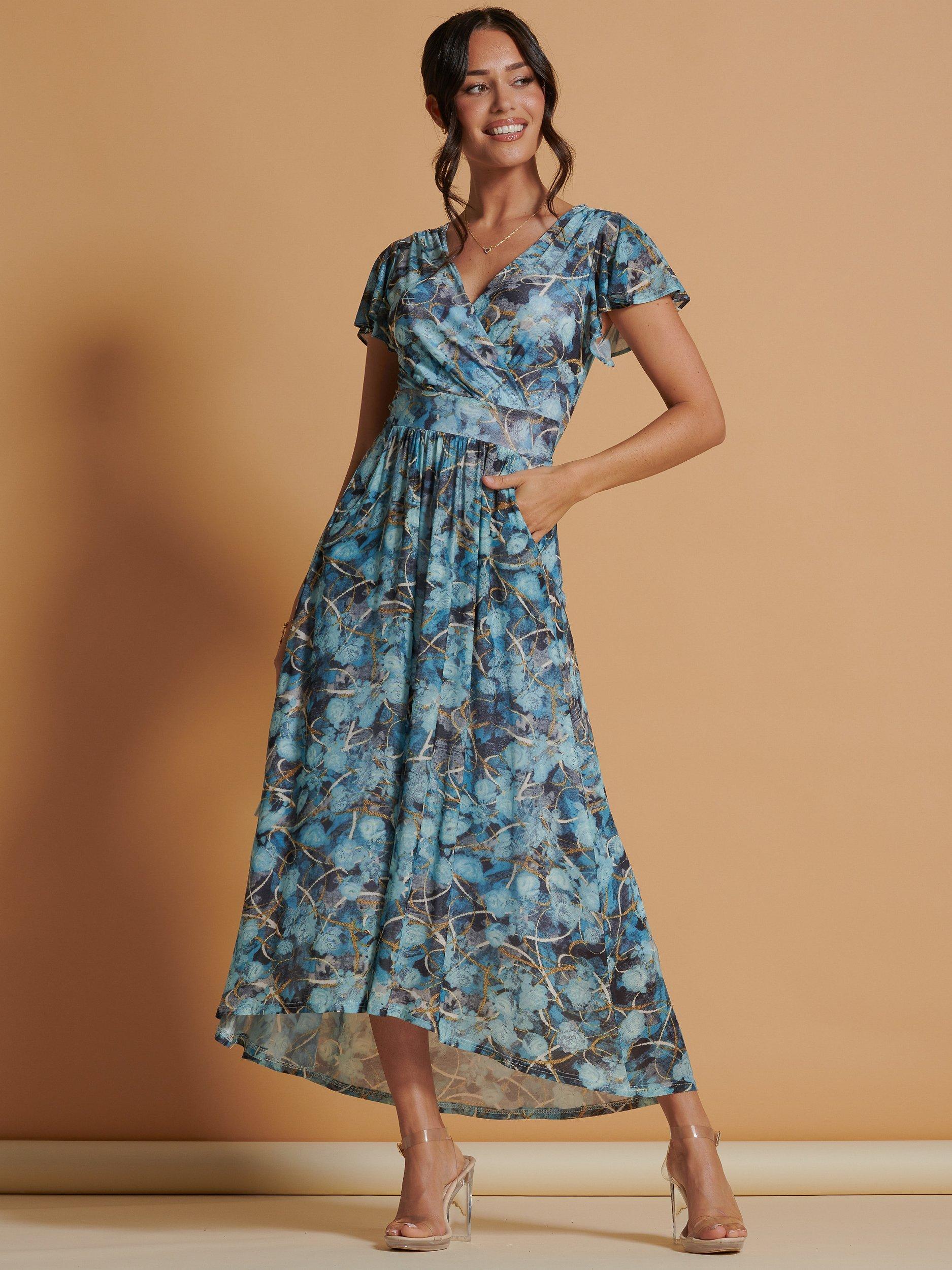 Jolie Moi Grace Abstract Print Dip Hem Maxi Dress, Multi
