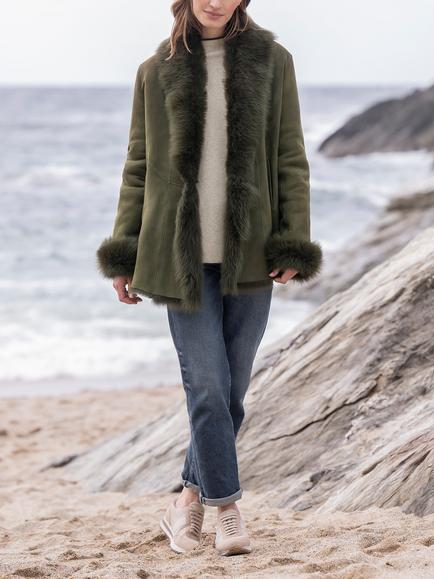 Celtic & Co. Toscana Trim Sheepskin Jacket - view 2, Olive
