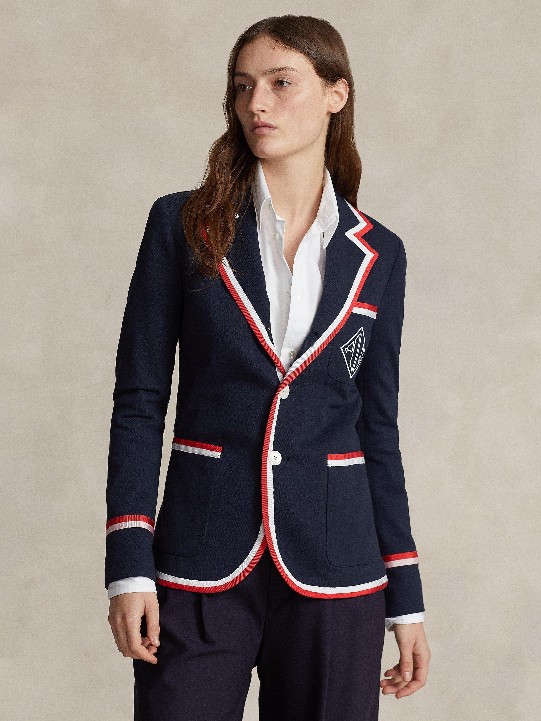 Polo Ralph Lauren Contrast Trim French Terry Cricket Blazer, Blue