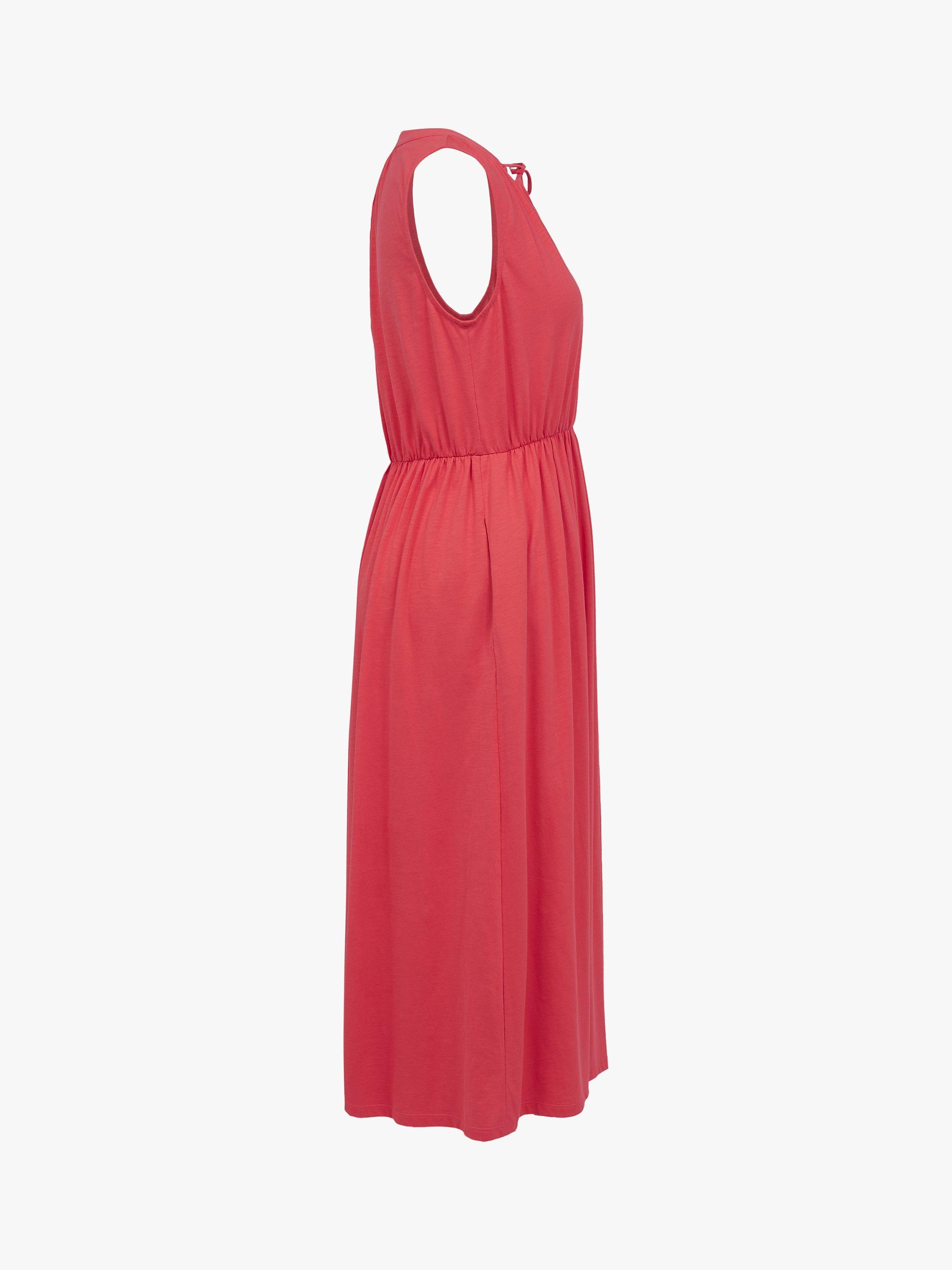 Product image 4 of 5, which shows Celtic & Co. Organic Cotton Tie Neck Midi Dress, Chilli, 8