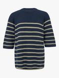 Celtic & Co. Breton Stripe Half Sleeve Jumper, Navy