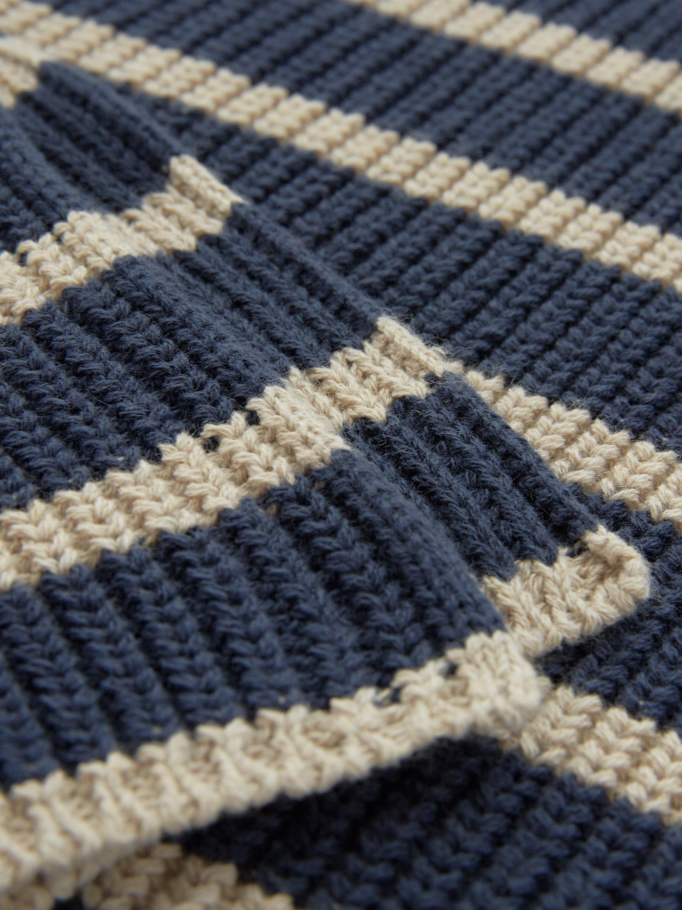 Product image 4 of 5, which shows Celtic & Co. Breton Stripe Half Sleeve Jumper, Navy, XS
