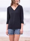 Celtic & Co. Fine Knit Merino V Neck Jumper, Dark Navy