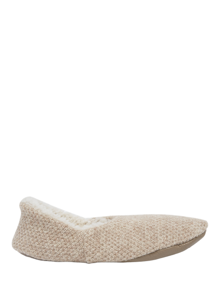 Celtic & Co. Knitted Sheepskin Cocoon Slippers, Oatmeal, Oatmeal