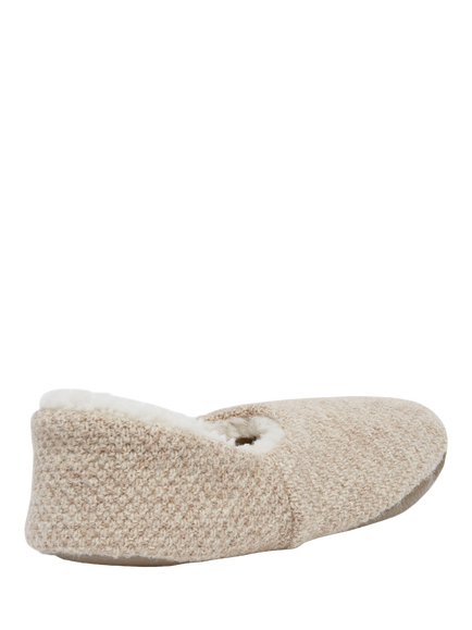 Celtic & Co. Knitted Sheepskin Cocoon Slippers, Oatmeal - view 2, Oatmeal