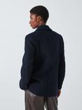 John Lewis Boucle Wool Blend Double Breasted Blazer, Deep Sapphire Navy