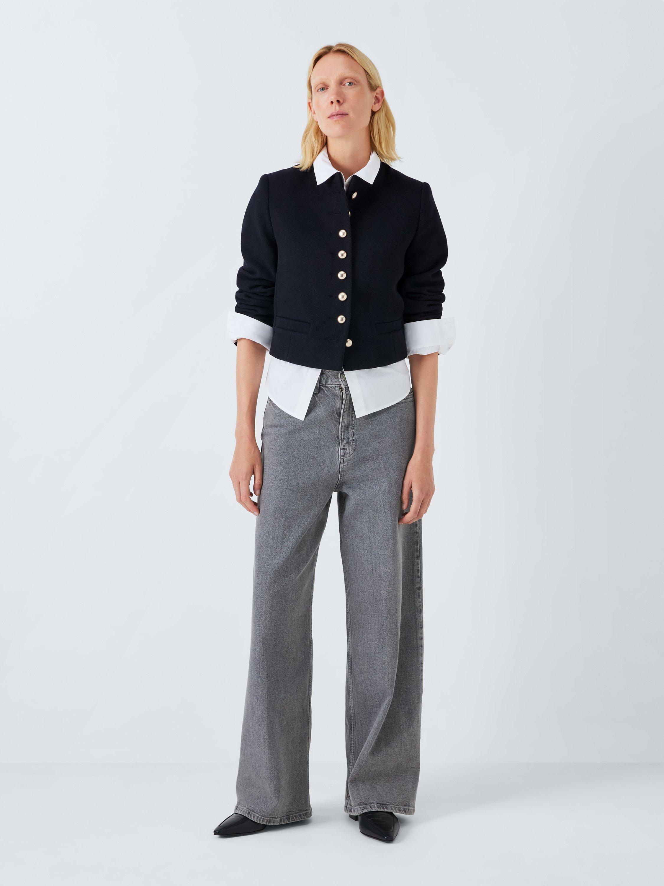 John Lewis Crop Military Wool Blend Jacket Black