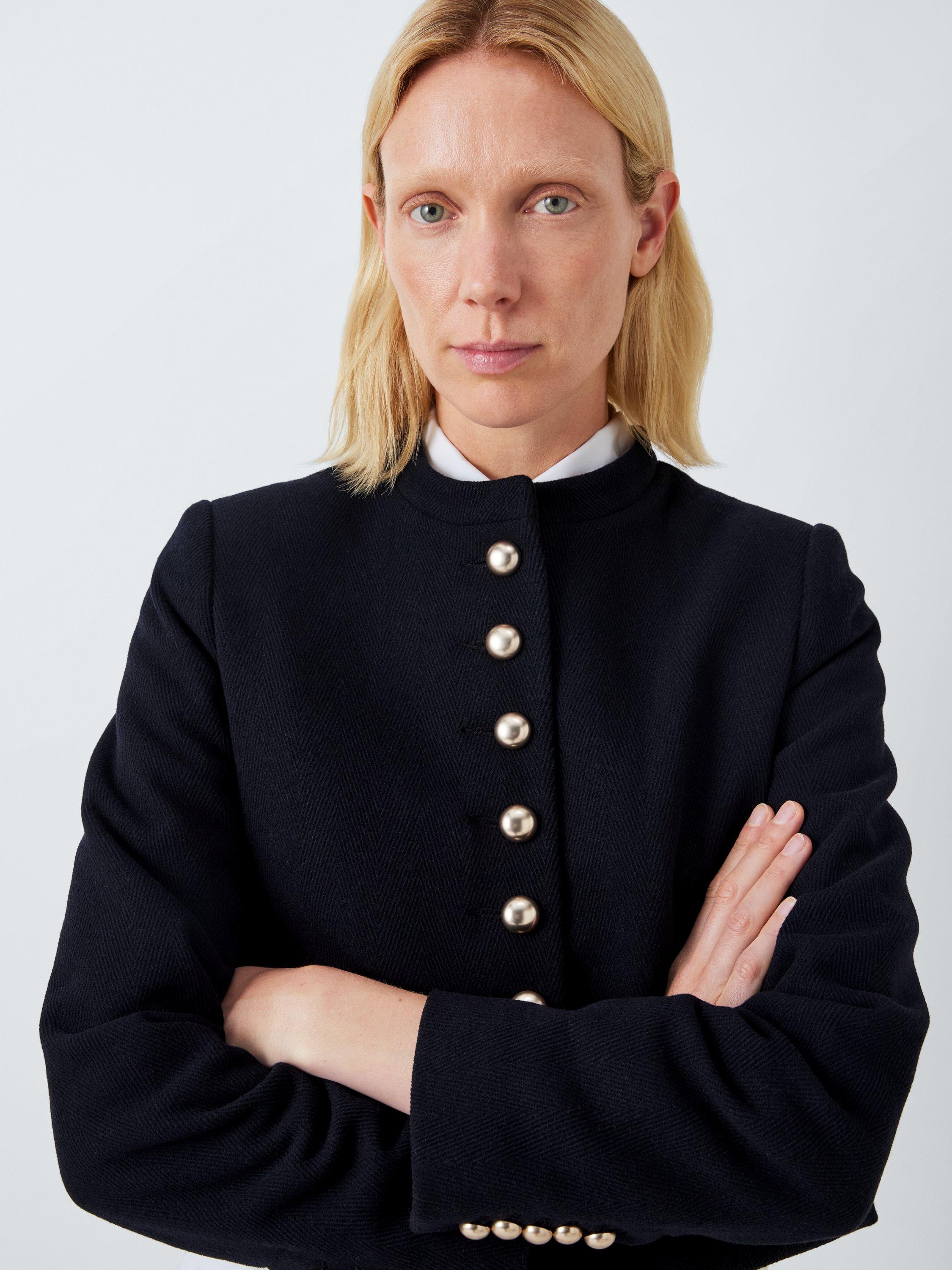 John Lewis Crop Military Wool Blend Jacket Black