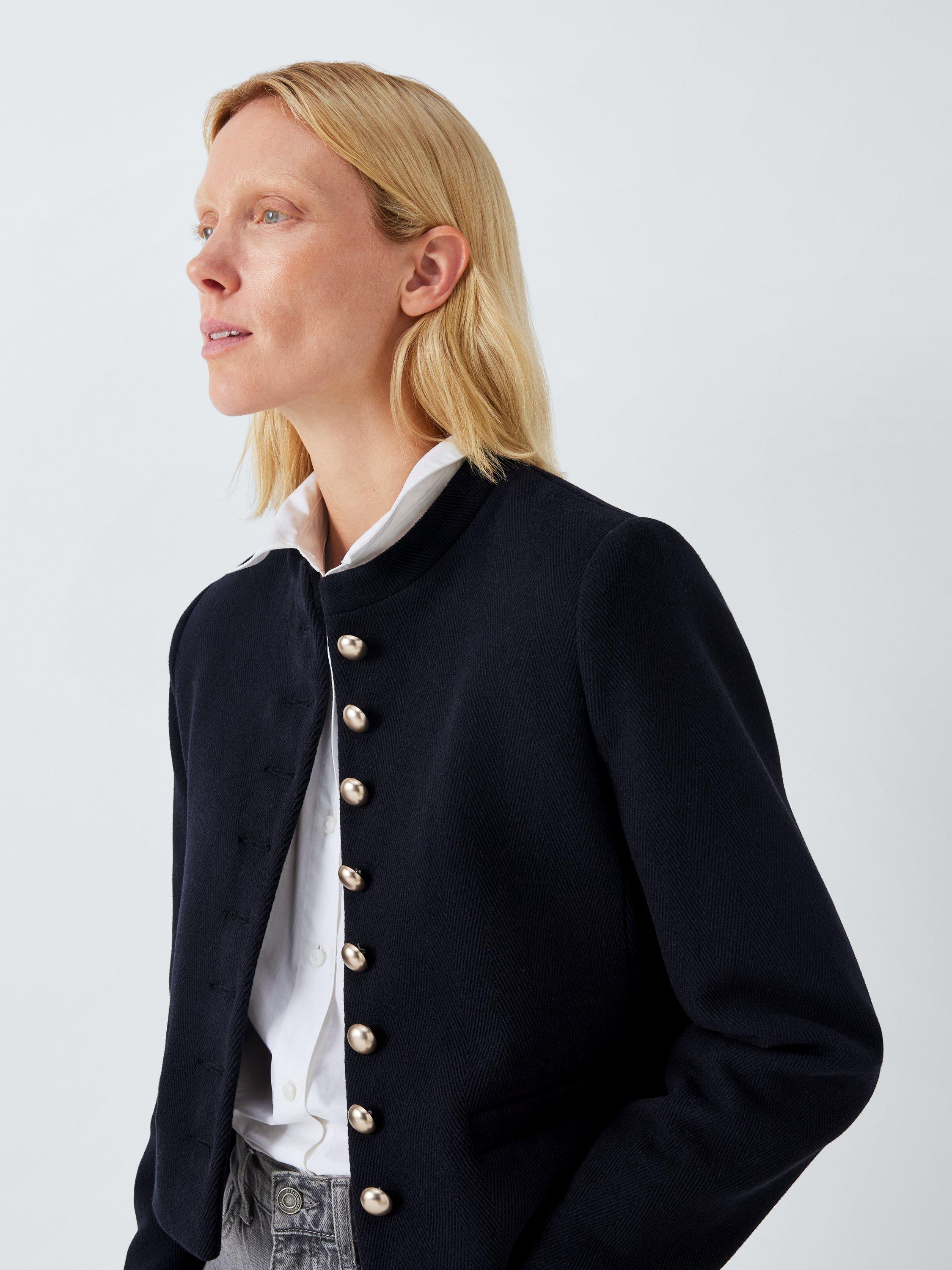 John Lewis Crop Military Wool Blend Jacket Black