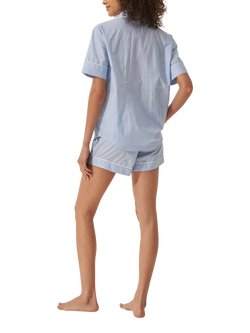 myza Striped Organic Cotton Short Sleeve Pyjama Short Set - view 2, Blue/White