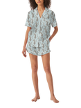 myza Leopards Organic Cotton Short Sleeve Pyjama Short Set, Blue