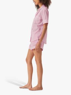 myza Striped Organic Cotton Short Sleeve Pyjama Short Set - view 2, Pink/White