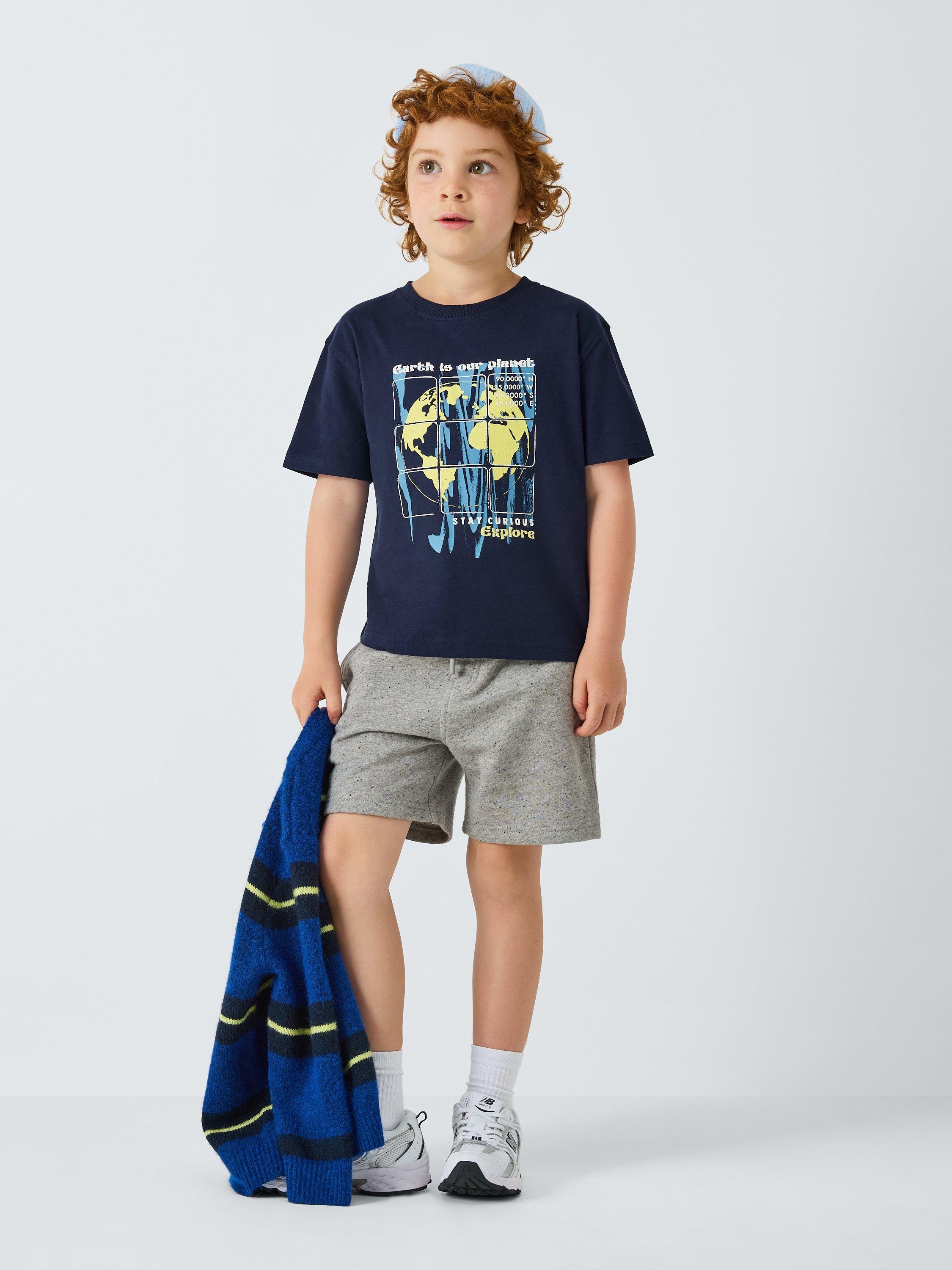 Product image 2 of 7, which shows John Lewis Kids' Earth T-Shirt, Navy, 3 years