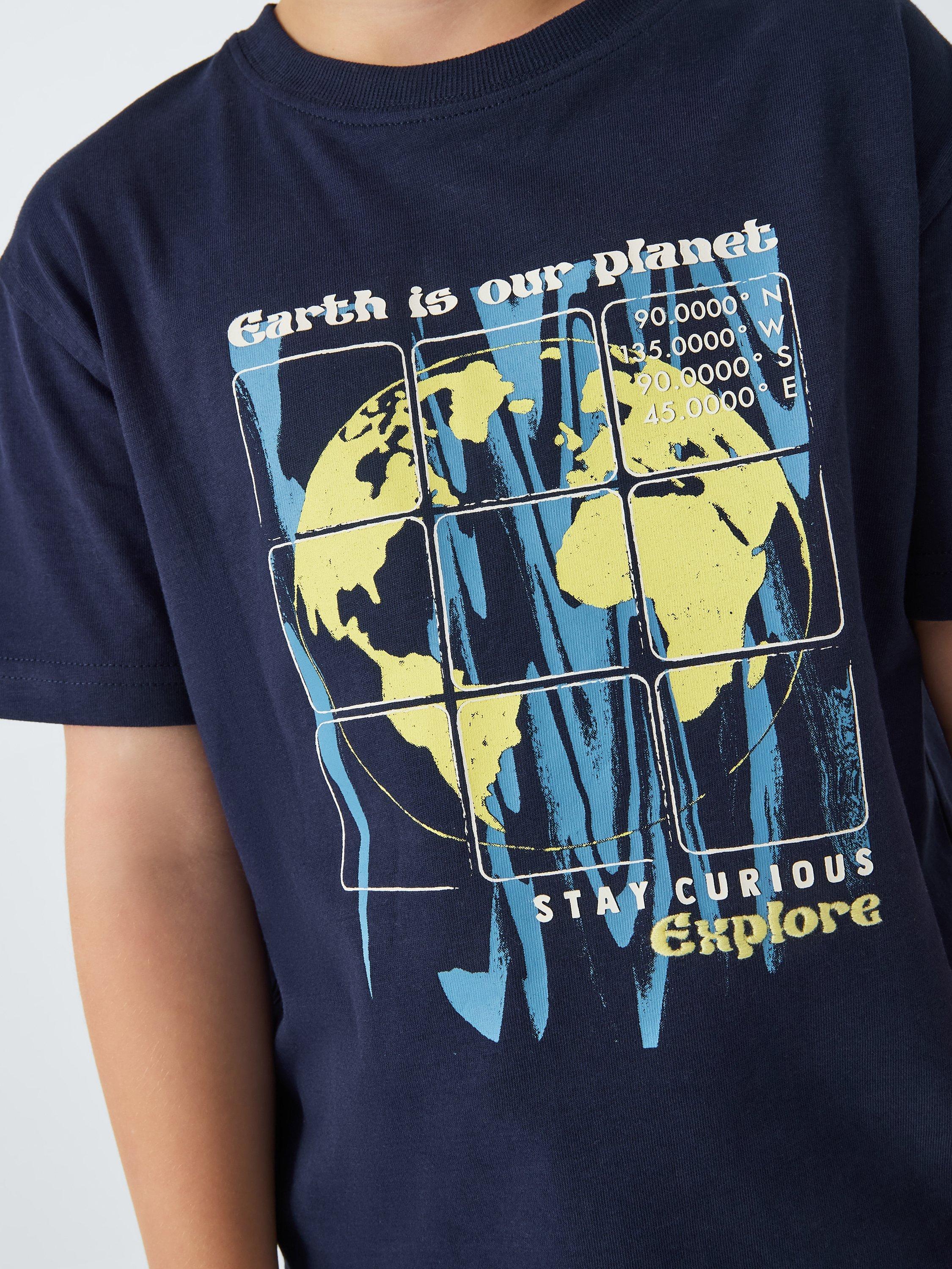 Product image 4 of 7, which shows John Lewis Kids' Earth T-Shirt, Navy, 3 years