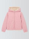 John Lewis Kids' Reverisble Fleece Quilted Jacket, Pink