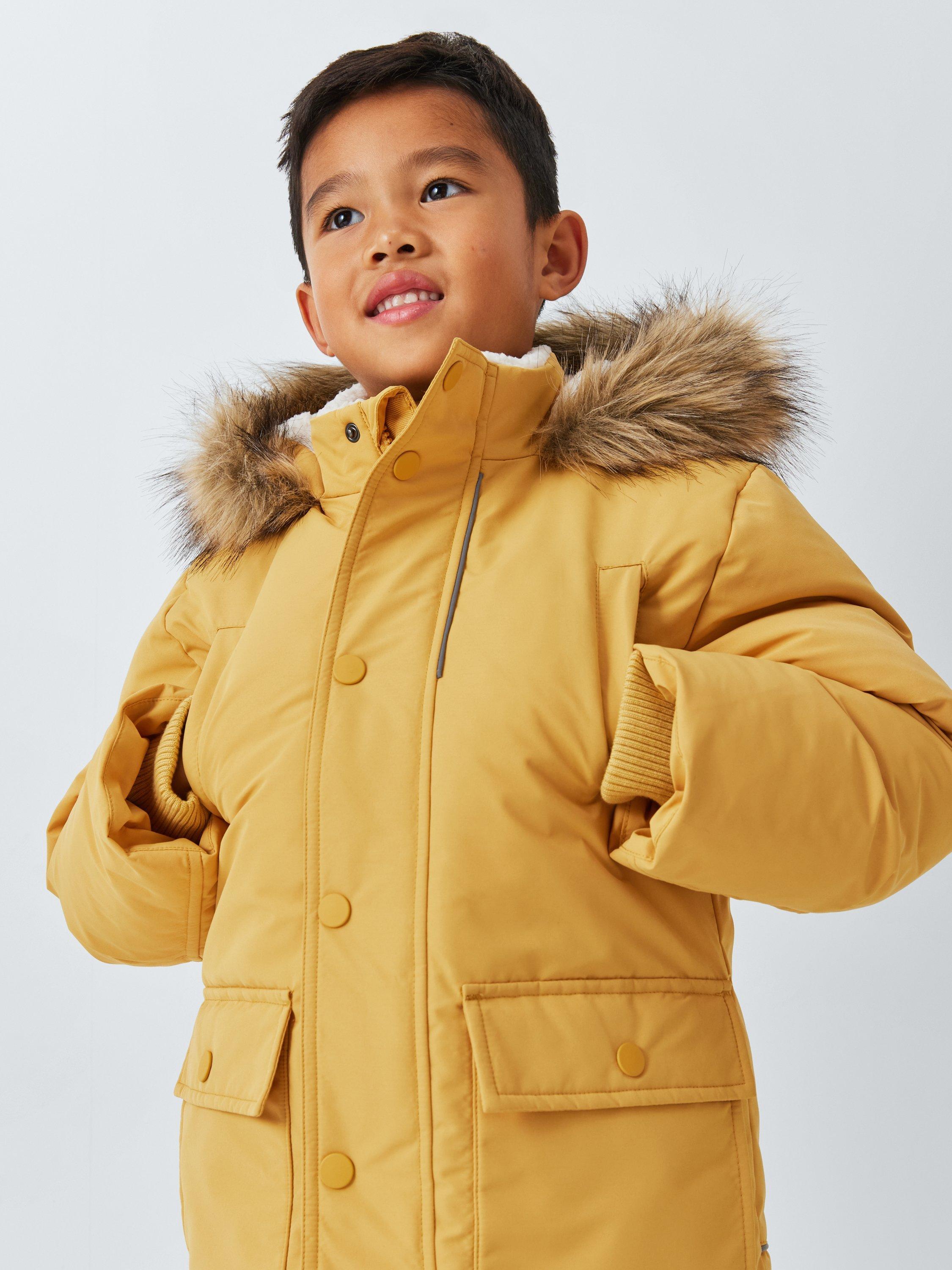 John Lewis Kids Faux Fur Trim Parka Yellow