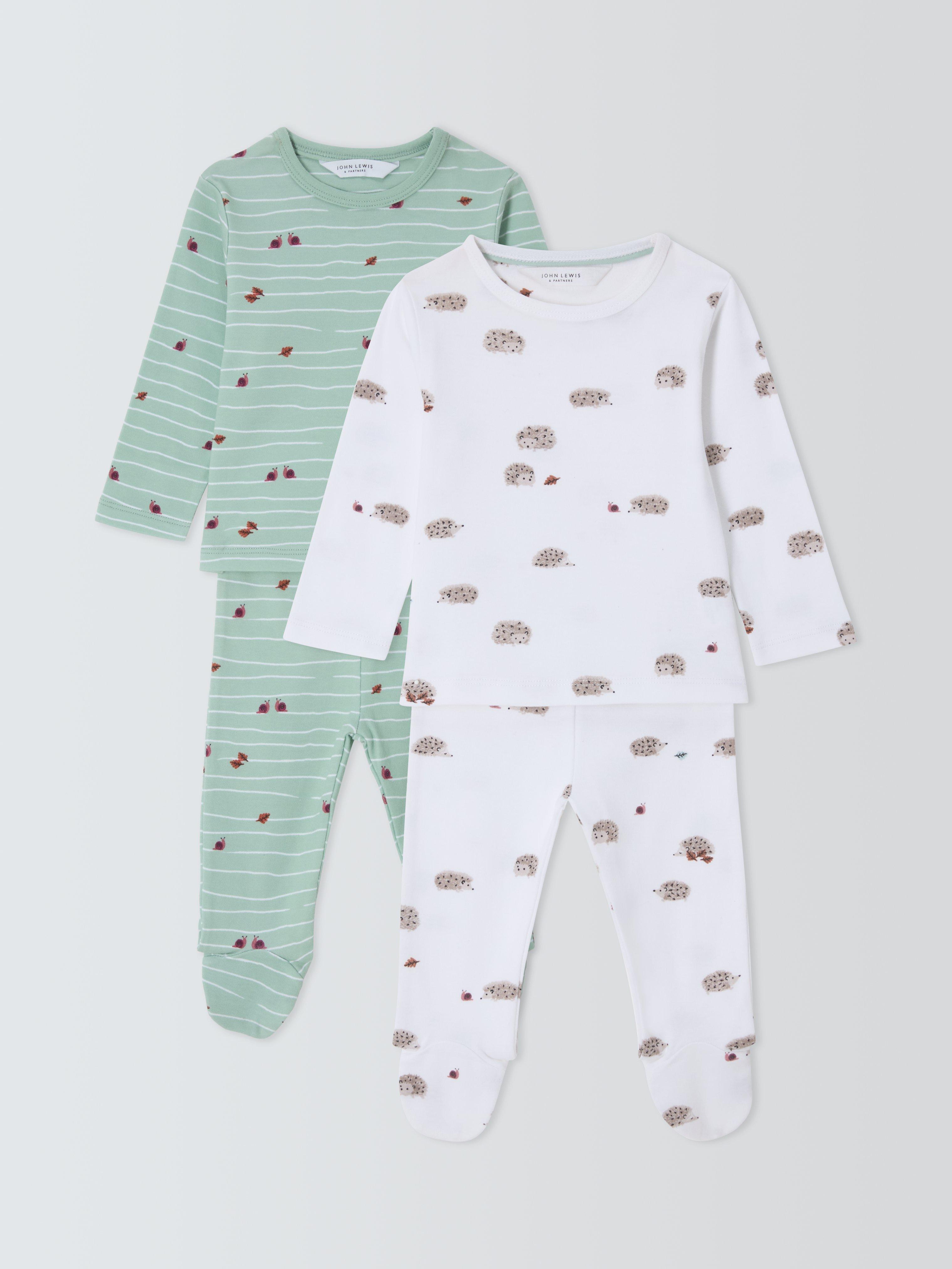 John Lewis Baby Hedgehog Snail Cotton Pyjamas Pack of 2 Multi