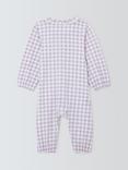 John Lewis Baby Twill Frill Check Romper with Bunny Toy, Purple