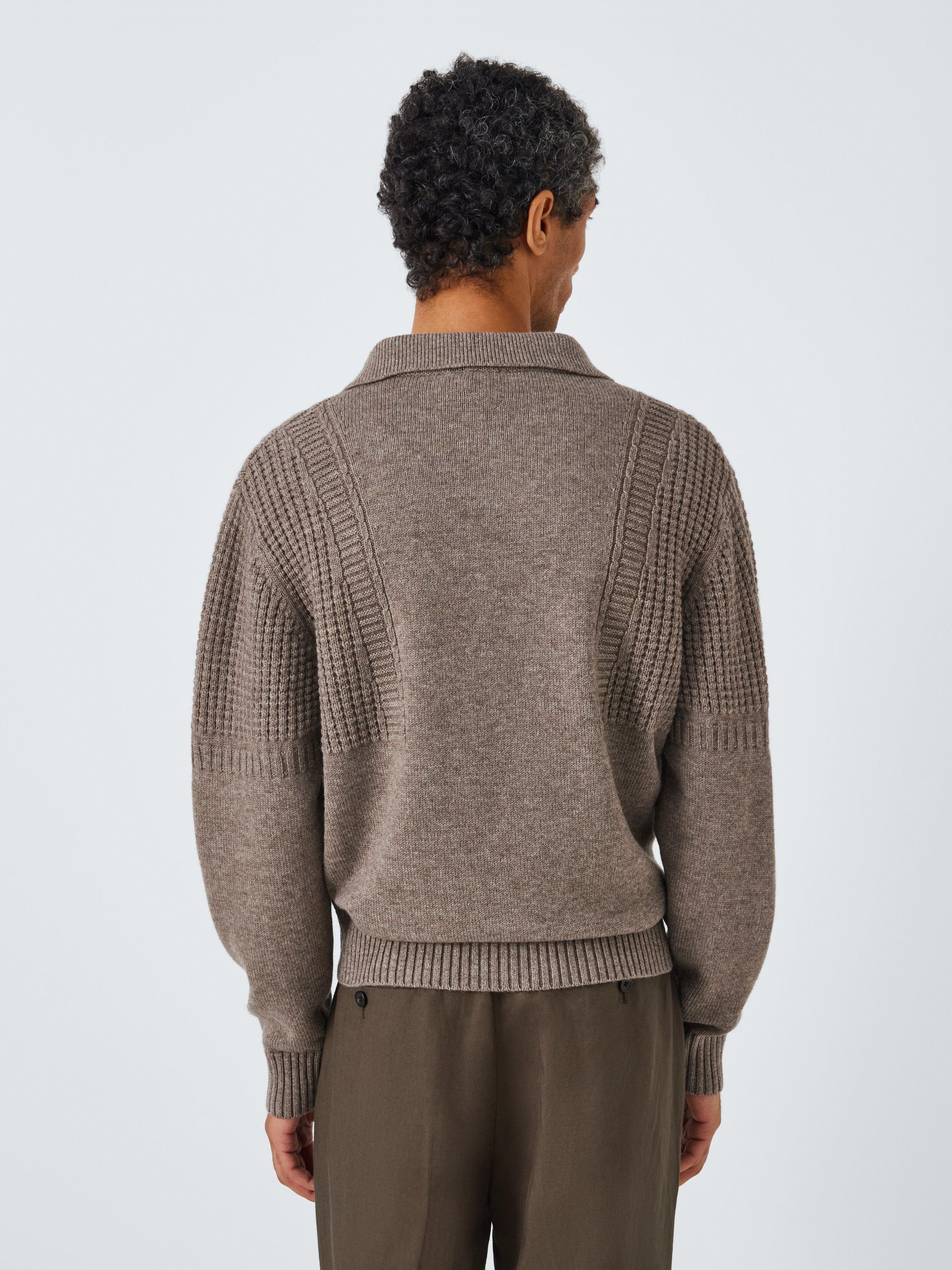 Product image 2 of 6, which shows John Lewis Merino Wool Yak Shoulder Detail Polo Neck Jumper, Lama, M