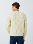 John Lewis Lambswool Blend Cable Knit Crew Neck Jumper, Winter White