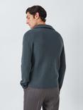 John Lewis Lambswool Blend Rib Knit High Zip Neck Jumper, Loden