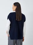 John Lewis V-Neck Cotton Knit Vest, Dark Sapphire