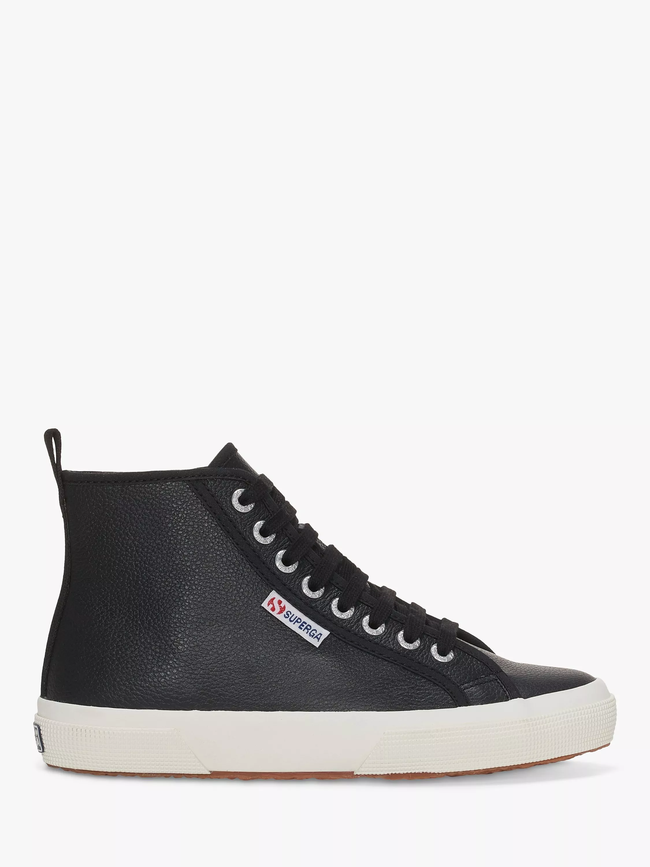 Superga 2750 Tumble Leather Mid Top Trainers Black