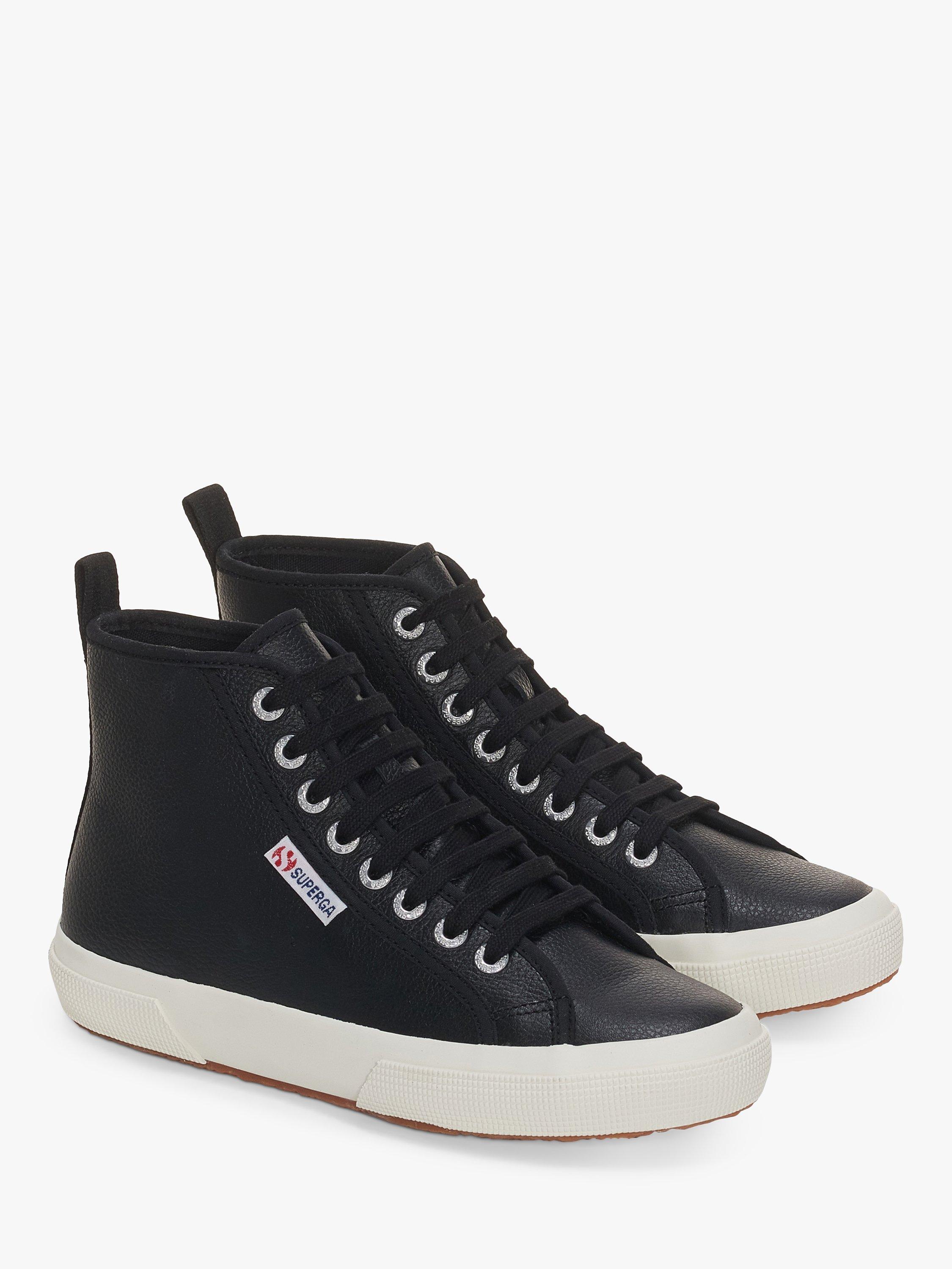 Superga 2750 Tumble Leather Mid Top Trainers Black