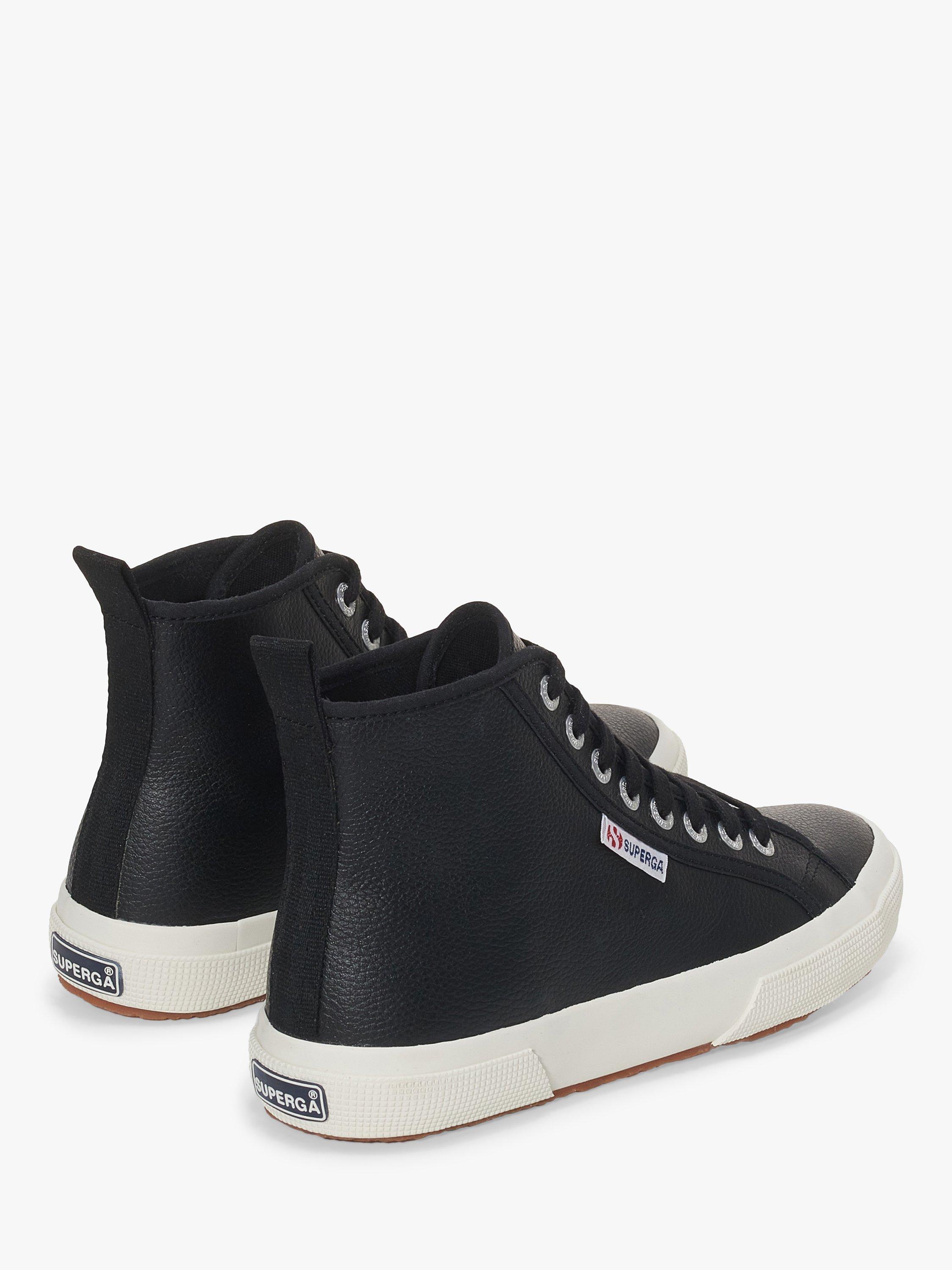 Superga 2750 Tumble Leather Mid Top Trainers Black