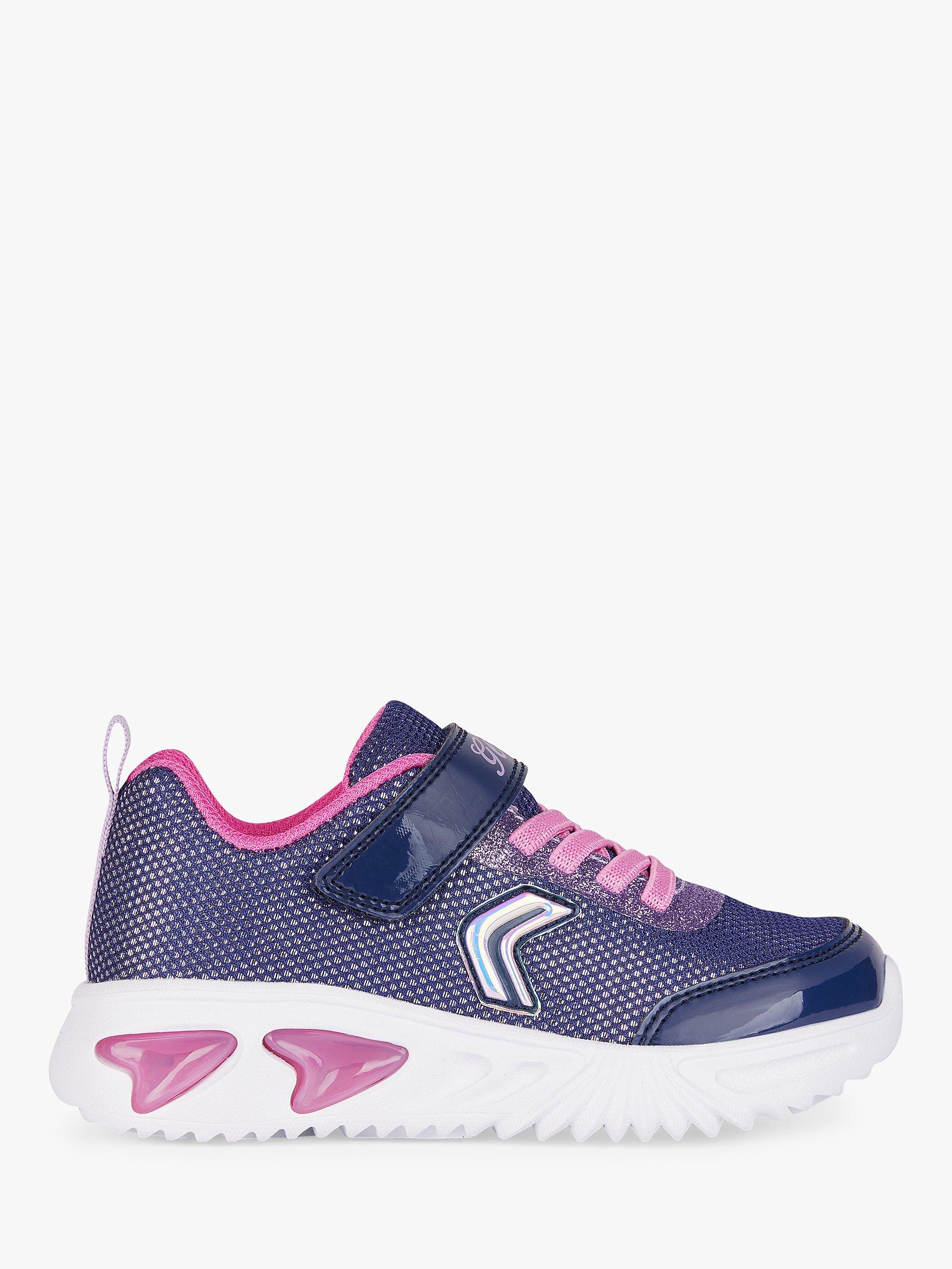 Geox Kids' Assister Light Up Trainers, Navy/Fuchsia        