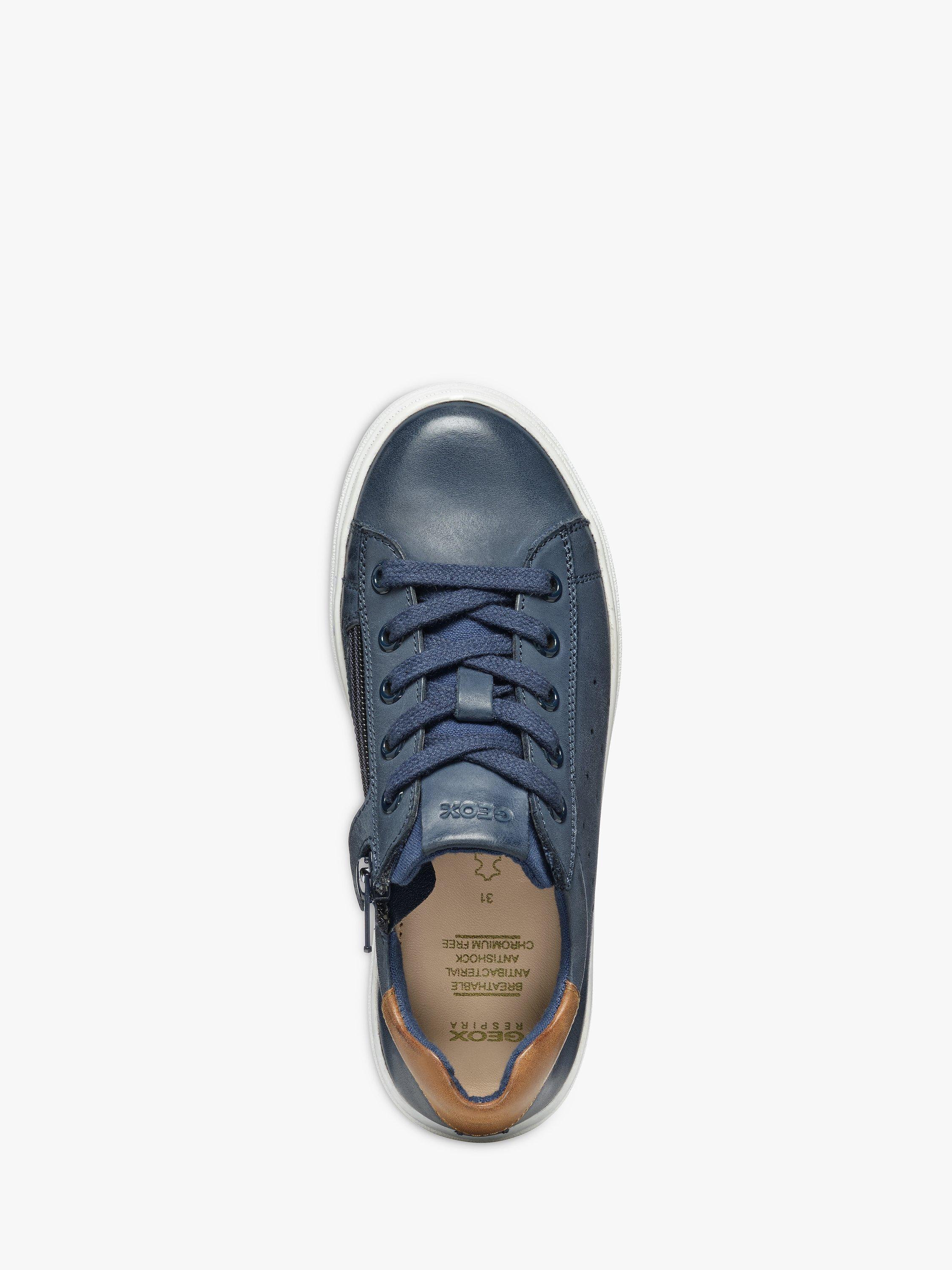 Product image 5 of 6, which shows Geox Kids' Nashik Leather Blend Lace Up Trainers, Navy/Brown, 38