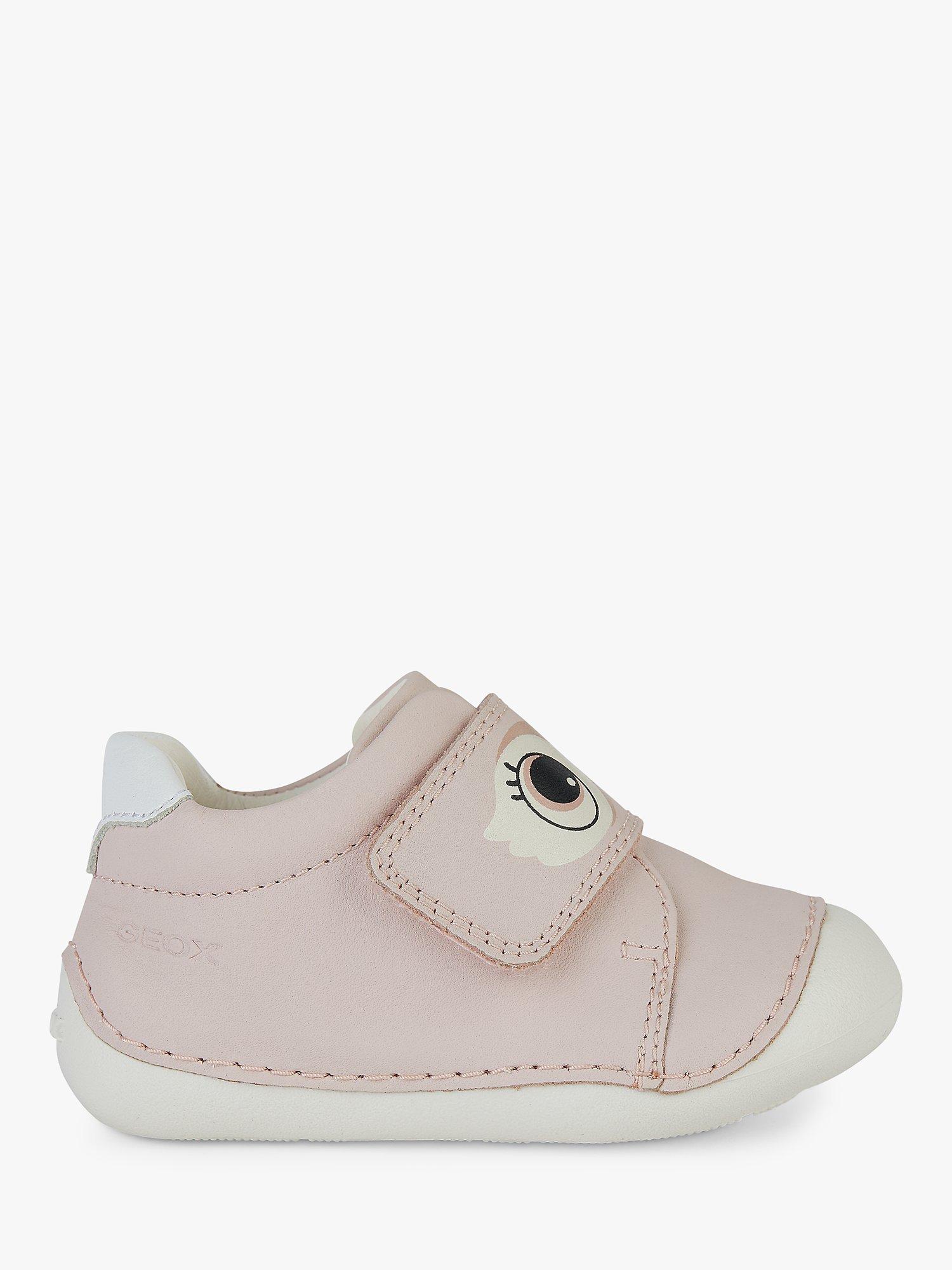 Geox Baby Tutim Print Riptape Pre-Walker Trainers, Light Rose/White
