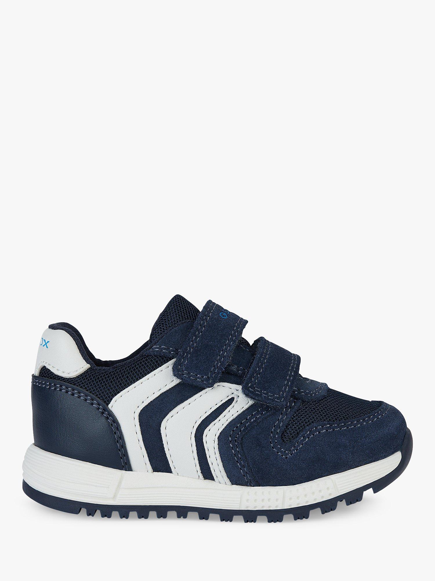 Geox Kids' Alben Suede & Mesh Riptape Pre-Walker Trainers, Navy/White          